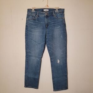 Loft The Girlfriend Blue Denim Straight Jeans Size 8
